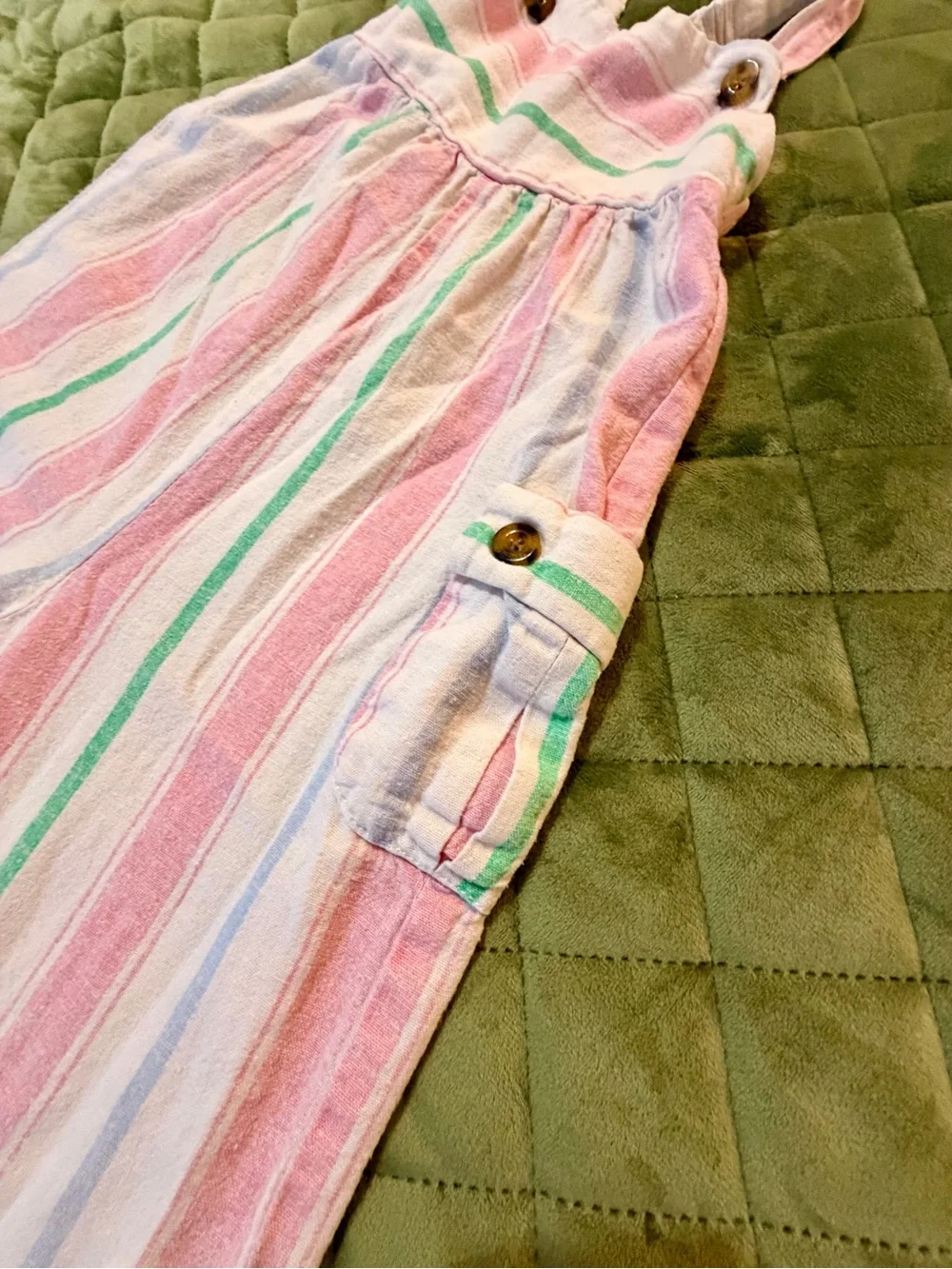Habitual Pink, Green & White Stripe Overalls
